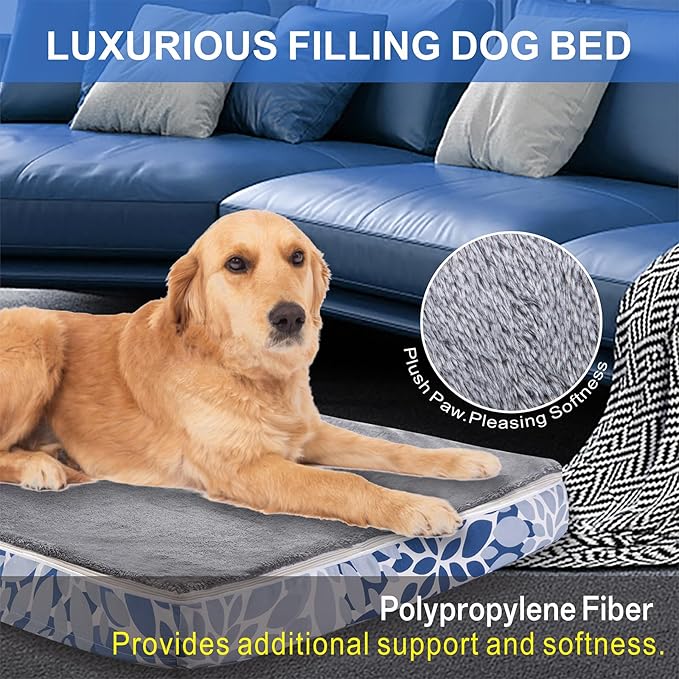Dog Bed, Puppy Bed Dog Sleeping Mat Dogs Orthopedic Foam with Bolster Washable Pet Bed with Removable Cover