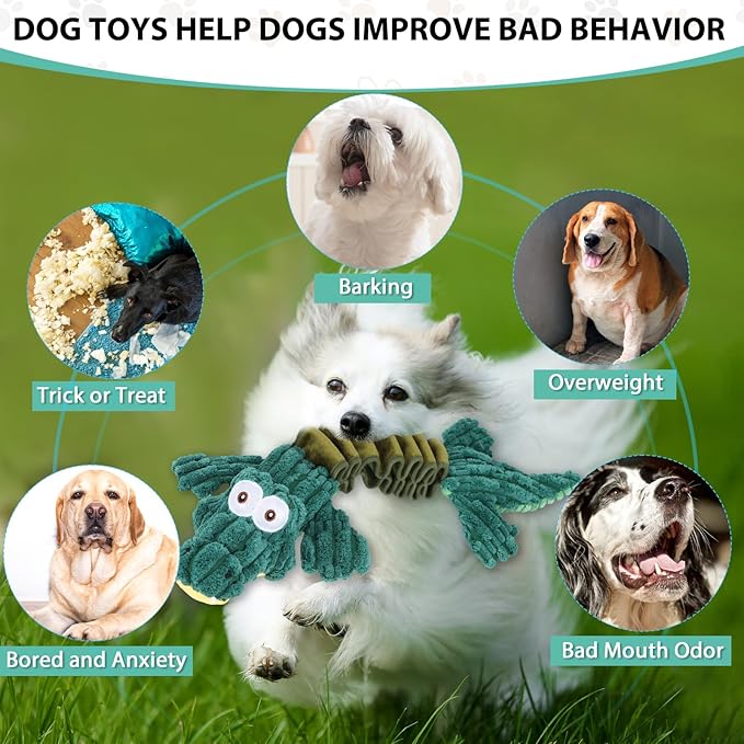 Squeaky Plush Stuffed Pet Toys With Crinkle Paper - Interactive Tug of War for Small, Medium, Large Dogs - Cute Puppy Toy to Keep Them Busy