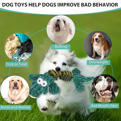 Squeaky Plush Stuffed Pet Toys With Crinkle Paper - Interactive Tug of War for Small, Medium, Large Dogs - Cute Puppy Toy to Keep Them Busy