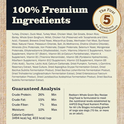 Redbarn Whole Grain Adult Dry Dog Food Kibble - Sky Chicken Recipe - Made in USA Recipe with Functional Ingredients to Support Healthy Heart, Skin, Coat, Immunity & Digestion - 4lb