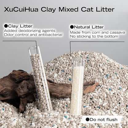 Bentonite Mix Cat Litter, Strong Clumping Litter, Odor Control, Easy Scooping, Clumps Lift Cleanly, Low Dust, Corn & Cassava Litter, 5.5 LB x 3 Bags