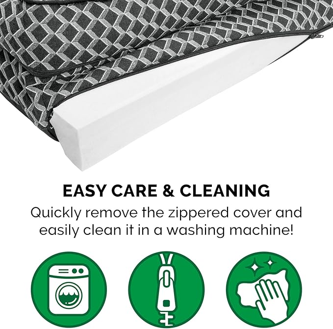 Furhaven Orthopedic Dog Bed for Large Dogs w/ Removable Bolsters & Washable Cover, For Dogs Up to 125 lbs - Plush & Woven Decor Comfy Couch Sofa - Diamond Gray, Jumbo Plus/XXL