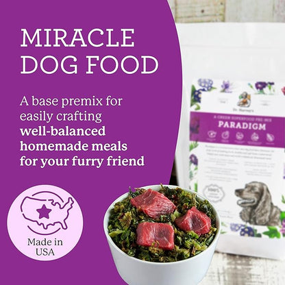 Dr. Harvey's Paradigm Green Superfood Dog Food, Human Grade Dehydrated Grain Free Base Mix for Dogs, Diabetic Low Carb Ketogenic Diet (3 Pounds)