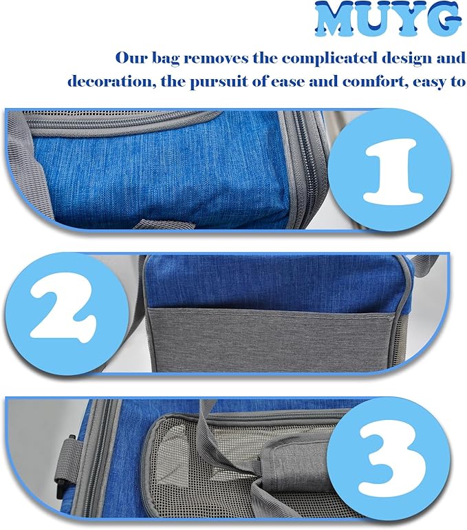 Soft Sided Pet Carrier for Cat,Airline Approved Cat Carriers Collapsible Portable Kitten Travel Crate Breathable Ventilated Grey Blue Puppy Carrying Bag Under to 12 Lb