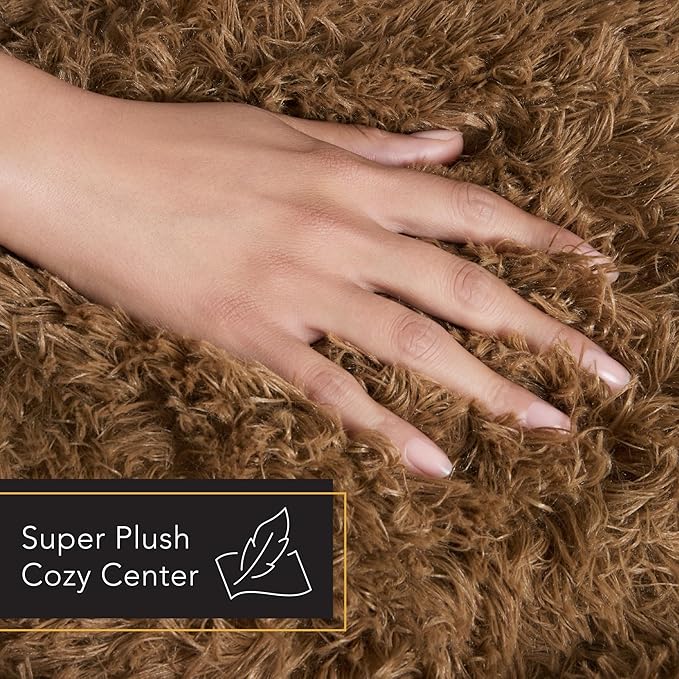 Town & Country Luxe CuddleTown Fuzzy Solid Donut Pet Bed, Soft, Cozy & Calming, Non-Slip Bottom, 100% Machine Washable, Brown, XS 19"x19"x7" Round