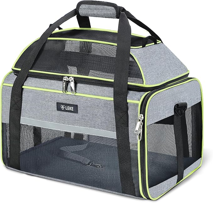 Lekereise Top-Expandable Pet Carrier - TSA Airline Approved Soft Sided Underseat Up to 12lbs Travel Carriers for Small Cats and Dogs with Locking Safety Zippers Anti-Scratch Mesh