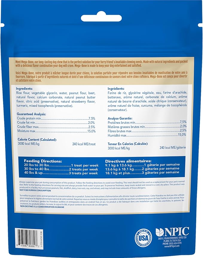 N-Bone Mega-Bone Long-Lasting Dog Chew Peanut Butter & Jelly Flavor, 6 Count, 16.8oz