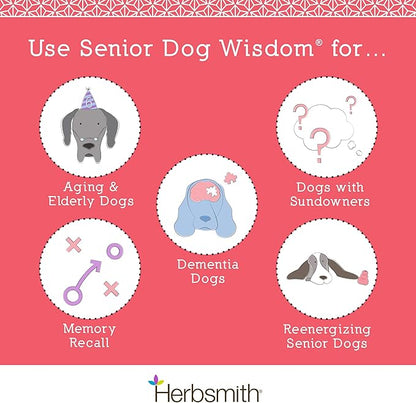 Herbsmith Senior Dog Wisdom – Dog Dementia Supplement – DHA for Senior Dog Brain Health - Senior Supplement for Dogs- 60ct Large Chews