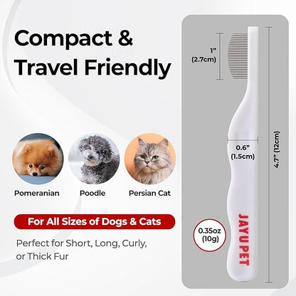 JAYU PET Facial Grooming Comb - Dog Eye Combs, Stress-free Tear Stain Remover for Dogs & Cats, Pet Facial Brush, Cat Grooming Kit, Stainless Steel Deshedding Comb (2ea)