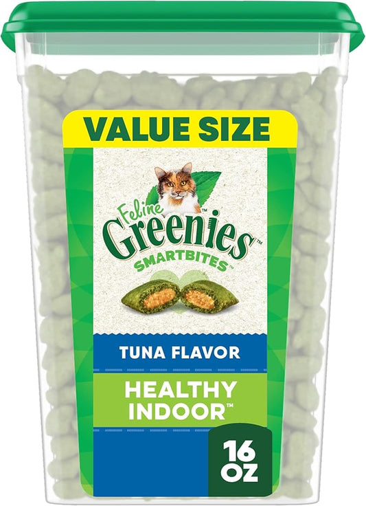 Greenies Feline Smartbites Healthy Indoor Cat Treats, Tuna Flavor, 16 oz. Tub