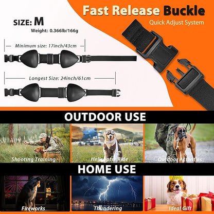 ZOHAN Dog Ear Muffs for Noise Protection, Comfort Dog Noise Cancelling Ear Muffs with Fast Snap Lock for Fireworks, Thunder, Vacuums(Black,M)