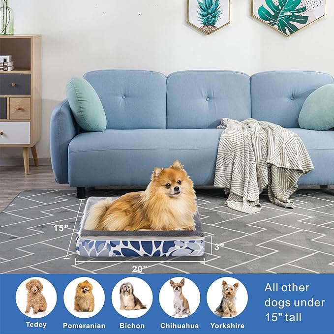 Dog Bed, Puppy Bed Dog Sleeping Mat Dogs Orthopedic Foam with Bolster Washable Pet Bed with Removable Cover