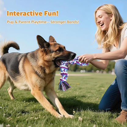 LOOBANI Dog Rope Toys for Aggressive Chewers, 2 Packs Replacement Interactive Chew Toy for Pet Grinding Teeth, Tug of War Toy for Small Medium Large Breeds(Purple Blue)