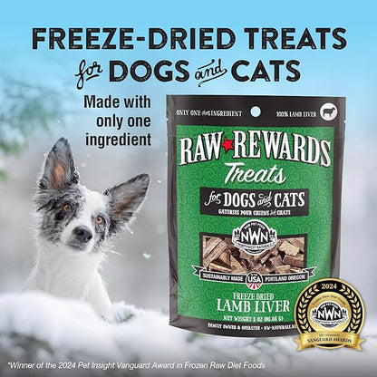 Northwest Naturals Raw Rewards Freeze-Dried Treats - Pork Liver (3 oz) & Lamb Liver (3 oz) Treats for Dogs & Cats - Healthy, 1 Ingredient, Human Grade Ingredients, All Natural