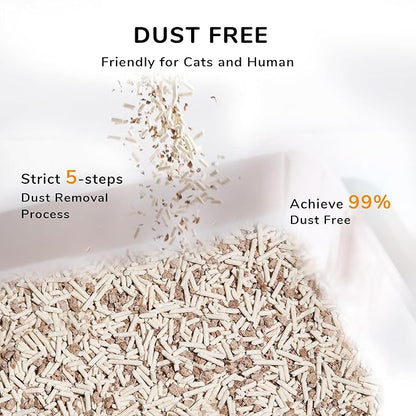 FUKUMARU Tofu Cat Litter, 12 LBS Clumping Cat Litter, Dust Free, Natural, Unscented, Flushable, Lightweight, Low Tracking, Mixed Apple Wood, 24/7 Odor Control, 6 lb x 2 Bags