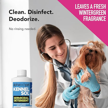 ATP KennelSol 1-Step Kennel Cleaner - 1 Pint Liquid Disinfectant, Effective Against Bacteria and Viruses, Deodorizer Wintergreen Scent by Alpha Tech Pet