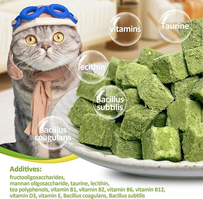 Freeze-Dried Cat Grass Treats with Premium Gourmet Blend - Natural Hairball Control & Gut Health Support for Cats (Chicken Breast Formula, 1.76 oz)