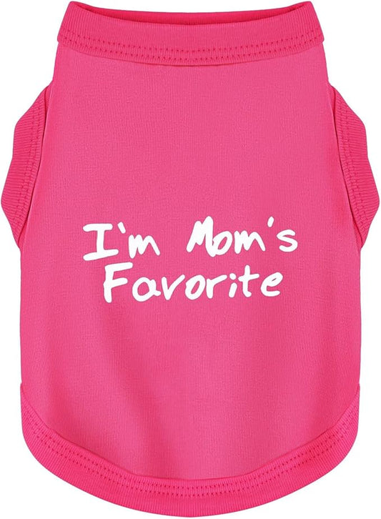 Cozy Sleeveless Canine Wear Dog Clothes, Soft, Lightweight, and Breathable Cotton Dog Shirt with I'm Mom's Favorite Print.Vest Tank Top Ideal for Small, Medium, and Large Breeds Rose Red XS