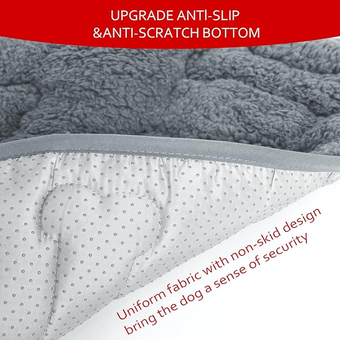 Dog Bed Crate Mat(36" X 23") 2 Pack, Soft Plush Dog Bed Pad Machine Washable Crate Pad, Grey