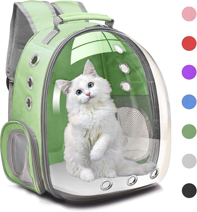 Travel Backpack Bubble Carrying Bag for Small Medium Dogs Cats, Space Capsule Pet Carrier Dog for Hiking, Airline Approved - Green