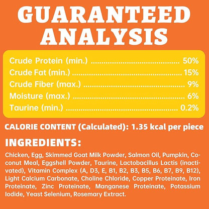 Wellix Salmon Oil Freeze Dried Treats for Cats&Dogs - Skin&Coat Chews with Taurine,Omega 3 for Cat - Crunchy Healthy Snacks for Indoor Training - Chicken&Fish Oil Flavor 3.53oz