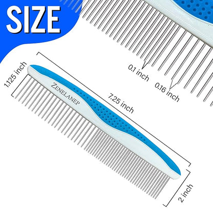 Dog Grooming Comb for Matting – Metal Dematting Comb with Stainless Steel Teeth & Non-Slip Handle (Style 1)