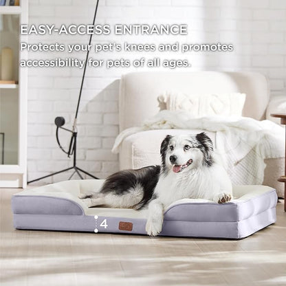 Bedsure XL Orthopedic Dog Bed for Extra Large Dogs - Washable XLarge Dog Cat Bed Waterproof, Comfort Dogs Couch Sofa with Washable Removable Cover, Pet Bed with Nonskid Bottom, Lavender, 42"