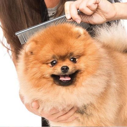 Lallisa 12 Pcs Stainless Steel Dog & Cat Comb, Metal Grooming Tool for Removing Knots, Long and Short Haired Pets Including Dogs, Cats & Others, 7.48 Inch