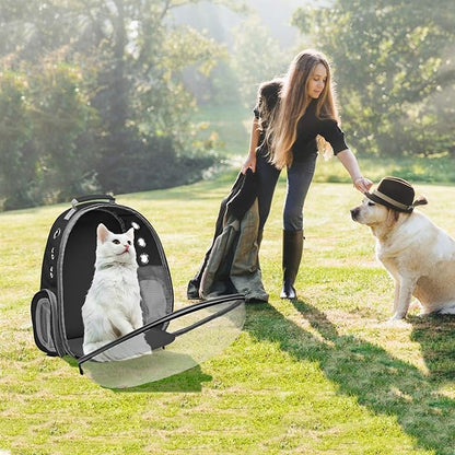 Backpack Carrier/Bubble Carrying Bag for Small Medium Dogs Cats, Space Capsule Pet Carrier for Hiking, Travel, Airline Approved- Black