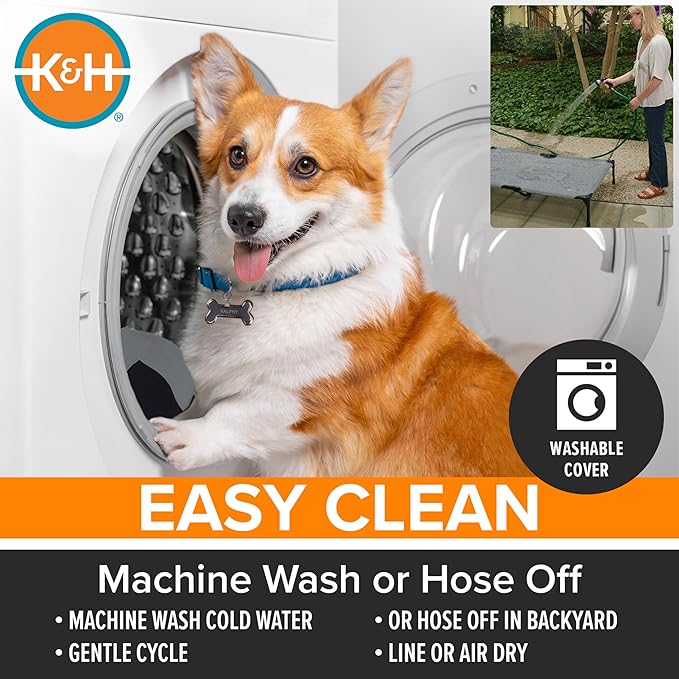 K&H Pet Products Outdoor Elevated Dog Cot, Cooling Raised Bed with Waterproof Breathable Mesh for Large Dogs, Portable Place Bed with Heavy-Duty Metal Frame, Oversized Hammock Style - Jumbo Tan