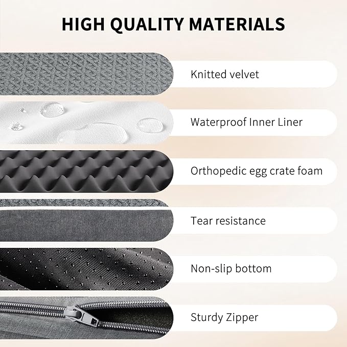 Orthopedic Dog Bed,Extra Large Sized XXL Dog Beds, Plush Washable & Waterproof Big Dogs Crate Bed,Egg Crate Foam Pet Beds Mat W/Removable Cover