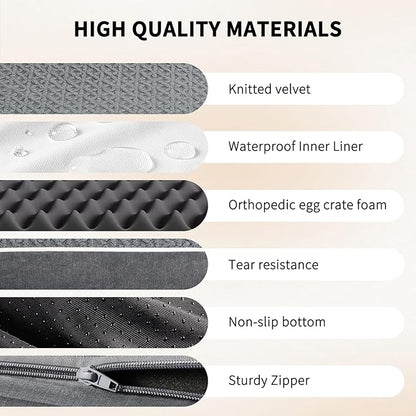 Orthopedic Dog Bed,Extra Large Sized XXL Dog Beds, Plush Washable & Waterproof Big Dogs Crate Bed,Egg Crate Foam Pet Beds Mat W/Removable Cover