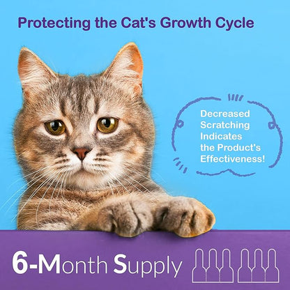 Flea and Tick Prevention for Cats & Kittens: Waterproof Topical Cat Flea and Tick Treatment – Fast-Acting & Long-Lasting At Home Flea Control for Cats Over 1.5 lbs and 8 Weeks or Older – 6 Dose Supply