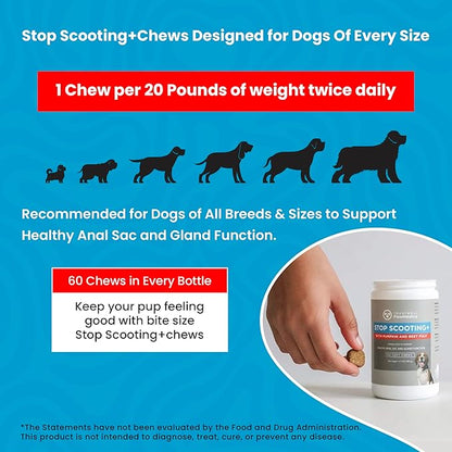 PawMedica Dog Anal Gland Chews to Stop Scoot for Dogs - Anal Gland Dog Constipation Relief - Recommended Dog AnalGland Support Chews Fiber - Fiber Supplement for Dogs (60 Dog Pumpkin Chews)