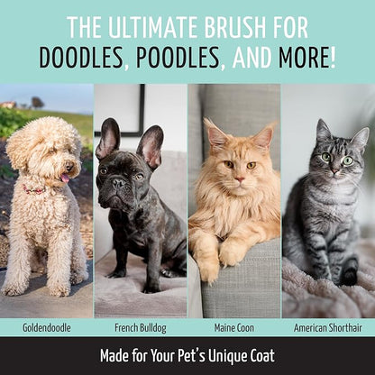 Tauro Pro Line Plastic Long & Short Hair Slicker Dog Brush for Deshedding & Detangling - Mint Slicker Brush for Dog & Cat Grooming - 0.43″ Pins, Flexible Cushion & Non-Slip Grip