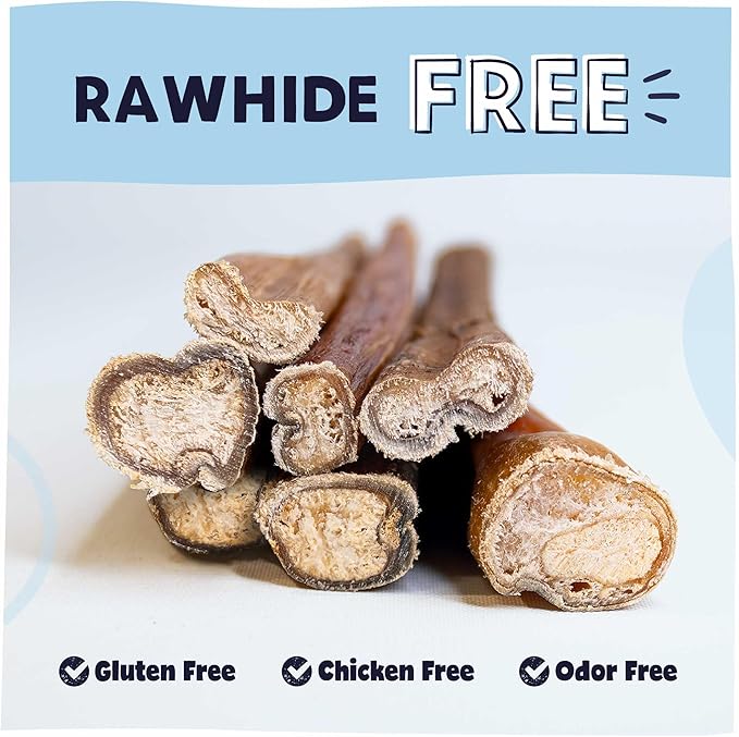 Pawstruck Natural 8–12" Bully Sticks for Dogs – Long-Lasting, Rawhide-Free, Low-Odor, Grain-Free Dental Chew Treat – Single Ingredient, 100% Real Beef – 1 lb Bag – Packaging May Vary