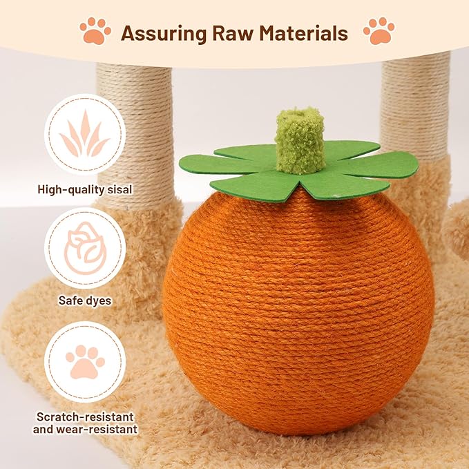 Kitten Sugarl Cat Scratching Post Sisal Scratch Post for Indoor Cat with Hanging Ball,Solid Wooden 2 Level Track,Interactive Cat Toy