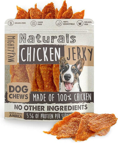 Mighty Paw Naturals Chicken Jerky Dog Treats | Chicken Jerky for Small, Medium and Large Breeds. All Natural Dog Treats. Natural Chews Treat for Large Pets, and Puppies. 14 oz