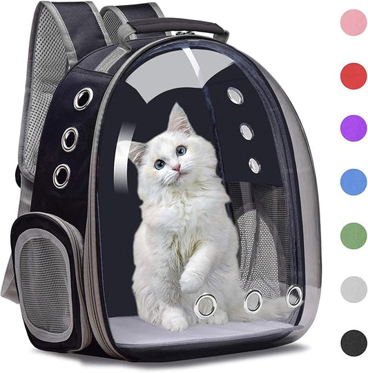 Backpack Carrier/Bubble Carrying Bag for Small Medium Dogs Cats, Space Capsule Pet Carrier for Hiking, Travel, Airline Approved- Black