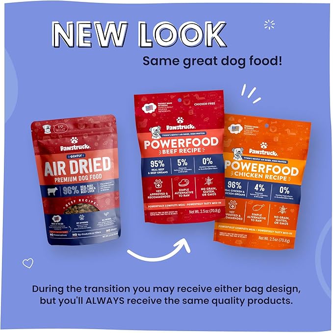 Pawstruck Air Dried Dog Food with Real Beef, Grain Free, Made in USA, Non-GMO, Vet Recommended, High Protein Limited Ingredient Full-Feed, All Breeds & Ages, 2.5oz Trial Bag