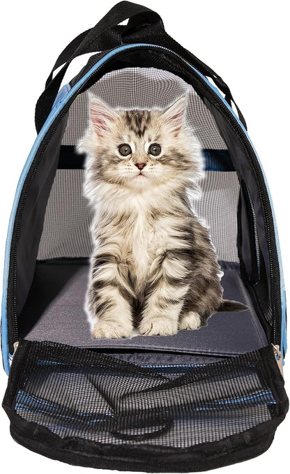 Pet Carrier Cat Cattier Soft-Sided Carriers for Small Medium Cats Dogs Puppies Pet Carrier Airline Approved Cat Dog Pet Travel Carrier (Medium, Blue)