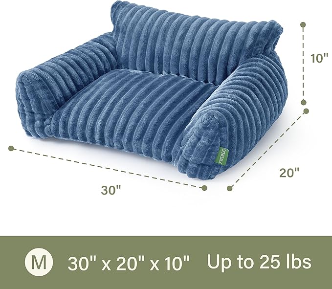 Cute Couch Bed for Pets, Supportive Cat Sofa for Indoor Cats, Medium Dog Sofa Bed for Medium Dogs, Blue, 30 inches