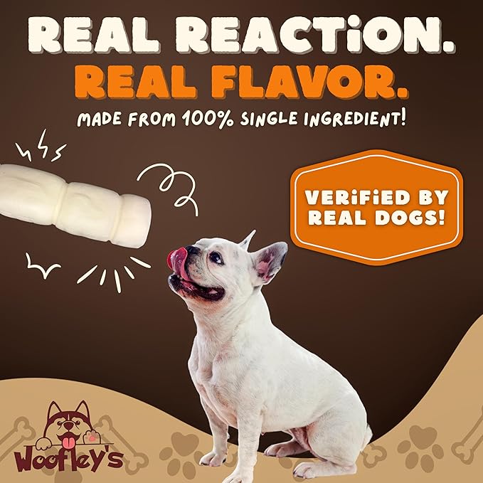Woofley's 5-6" Buffalo Beef Cheek Roll -(10 Count)- Beef Cheek Rolls for Dogs - Long Lasting Natural Dog Chews