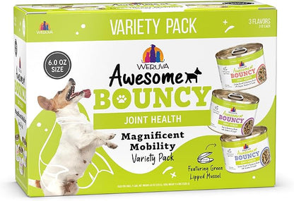 Weruva Awesome Bouncy Wet Dog Food, Magnificent Mobility Variety Pack, 6oz Can (Pack of 9)
