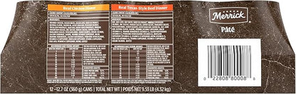 Merrick Grain Free Premium and Natural Canned Dog Food, Soft and Healthy, Real Beef and Chicken Variety Pack - (Pack of 1) 9.5 lb. Cans