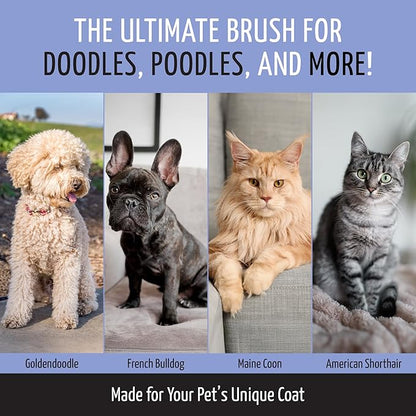 Tauro Pro Line Plastic Long & Short Hair Slicker Dog Brush for Deshedding & Detangling - Purple Slicker Brush for Dog & Cat Grooming - 0.43″ Pins, Flexible Cushion & Non-Slip Grip