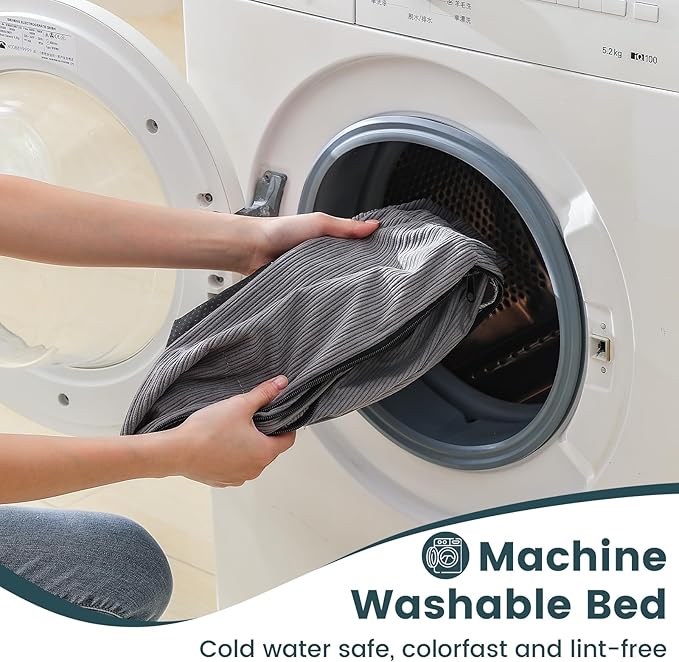 Petinstinct Medium Dog Bed, 30 Inch Washable Corduroy Dog Bed with Removable Cover & Anti-Slip Bottom, Durable Comfort for Medium to Large Dogs up to 45 lbs (Gray)