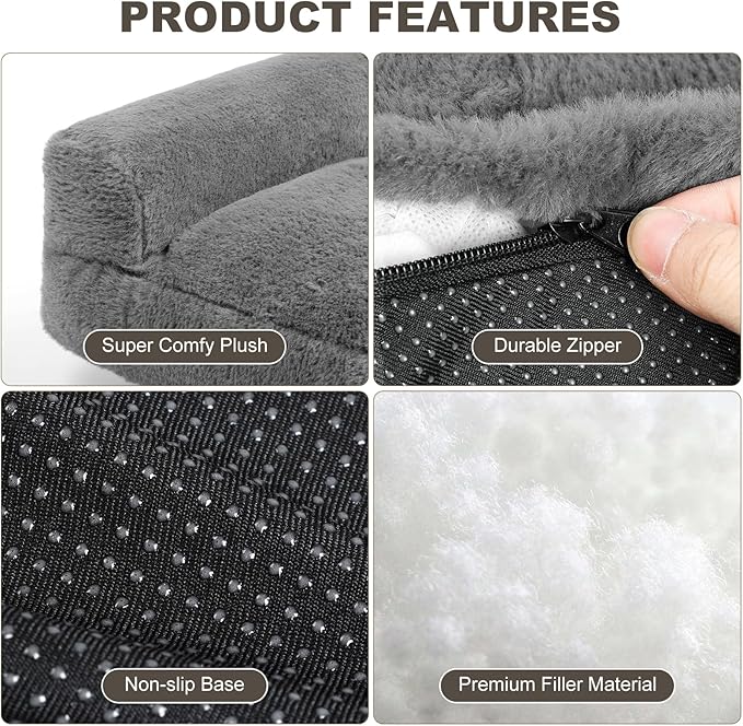 Cat Couch Bed - Cat Bed for Indoor Cats, Calming Pet Sofa Puppy Sleeping Bed with Removable Washable Cover, Cute Dog Couch and Kitty Lounge Chair for 20lbs Cats & Small Dogs(Light Grey)
