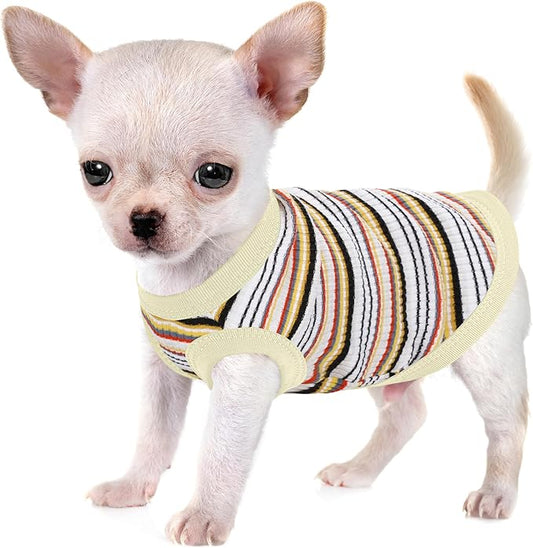 Elevate Your Pet's Comfort and Fashion: Premium 100% Cotton Rib Dog Shirt Vest for Small Breeds Like Chihuahuas, Yorkies, and Puppies .Year-Round Style with Tank-Style Puppy Attire White XX-Small