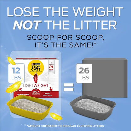 Purina Tidy Cats Lightweight, Low Dust, Clumping Cat Litter Odor Control 24/7 Performance Multi Cat Litter - 12 lb. Box